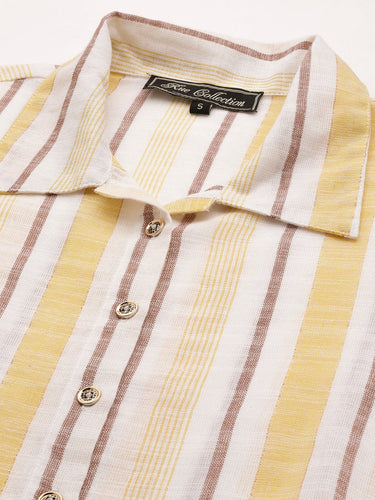 Rue Collection White & Yellow Striped Crop Top - RueCollections